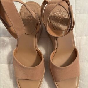 Vince Camuto Tan Minimalist Sandals with Ankle Straps
